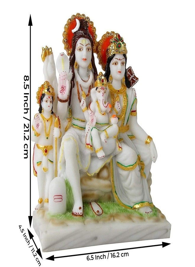 FABZONE Marble Dust Lord Shiva Parivar | Mahadeva Family Idol, 8.5 Inches, Multicolor(White), 1 Piece - Image 3